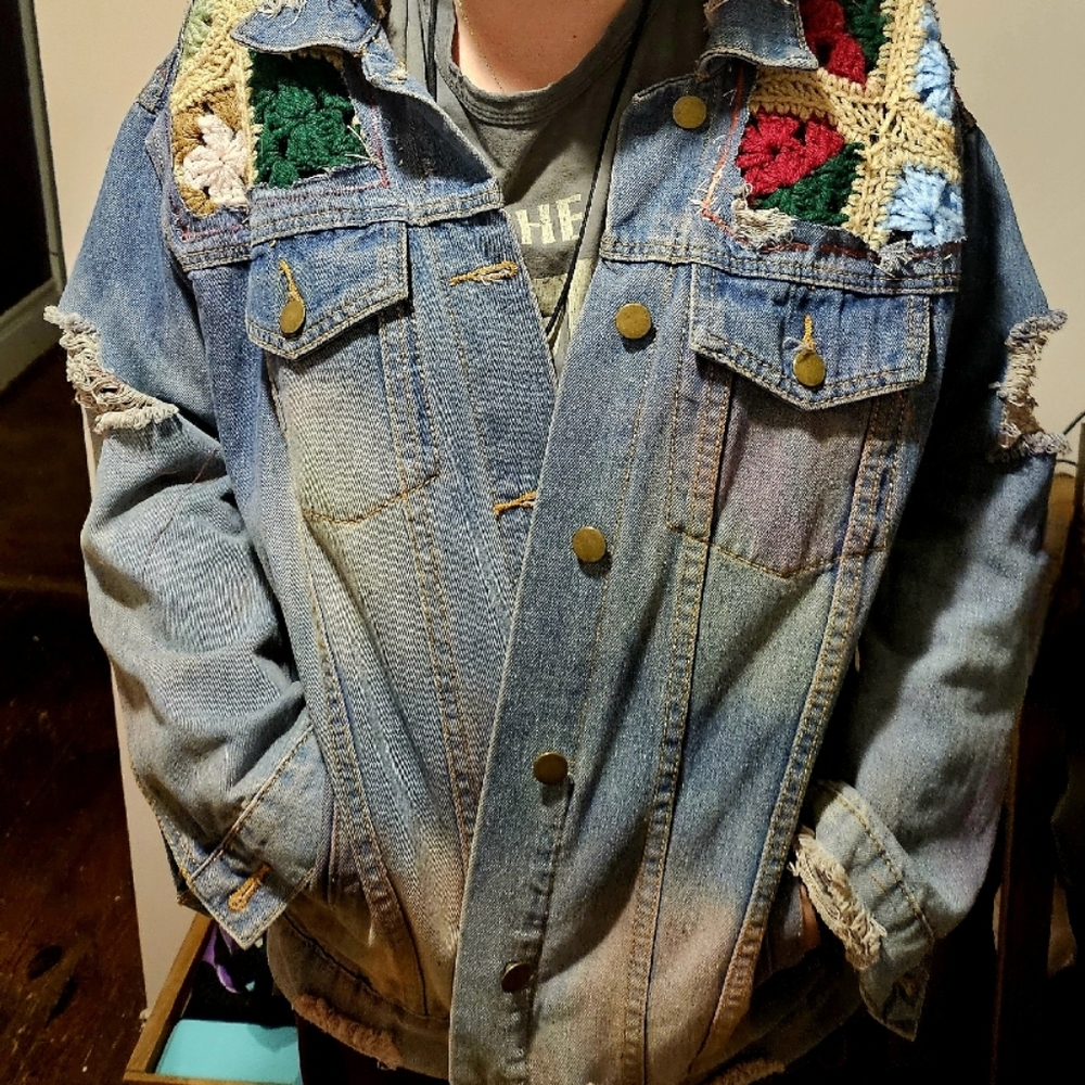 Handcrafted Patchwork Denim Jacket - image 6
